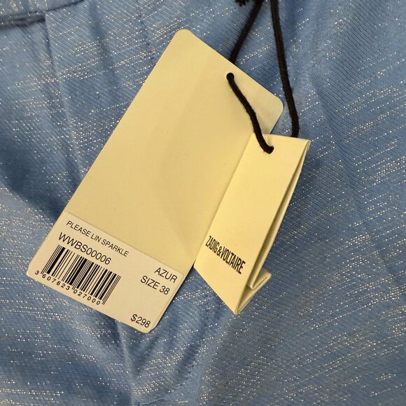 NWT Zadig & Voltaire Lin Sparkle Blazer and Short Set in blue, size 38 (8 US) - Picture 5 of 10